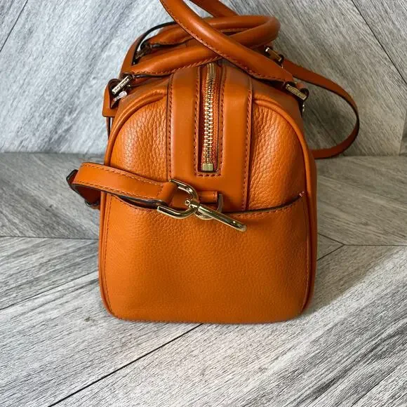 Michael Kors Burnt Orange Leather Bedford Legacy Duffel Satchel Medium $328 New - Picture 8 of 16